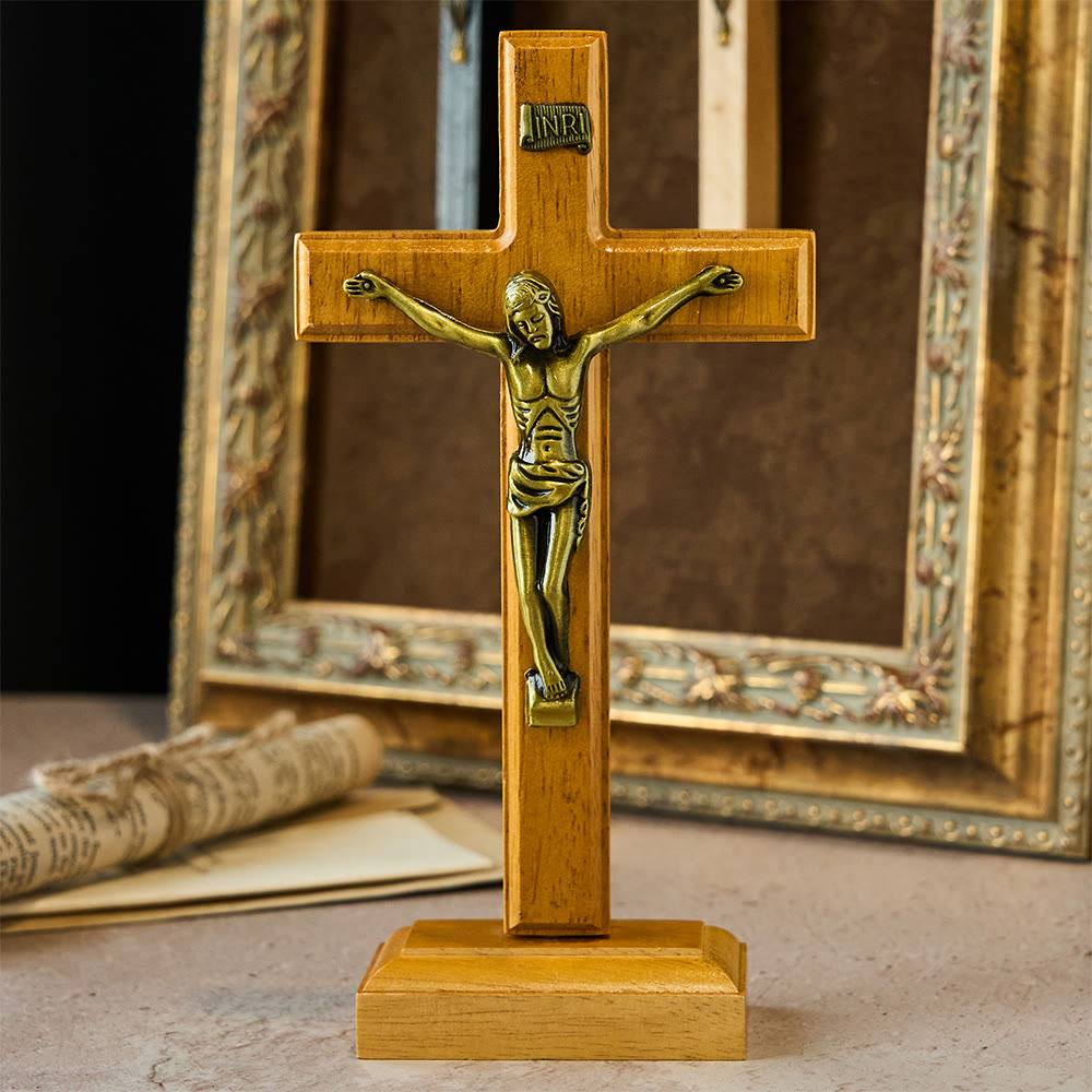 Christianartworkshop Redemptive Love Crucifix Desktop Decor: His Gift in Quiet Style - Wooden Crucifix - image 0