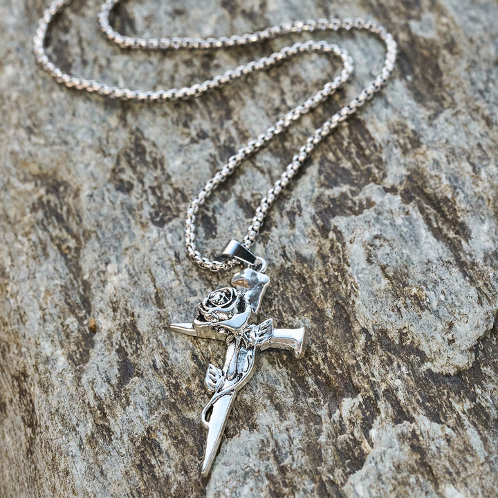 Christianartworkshop Rose Wrapped Cross Faith Necklace with Gothic Floral Design - image 5