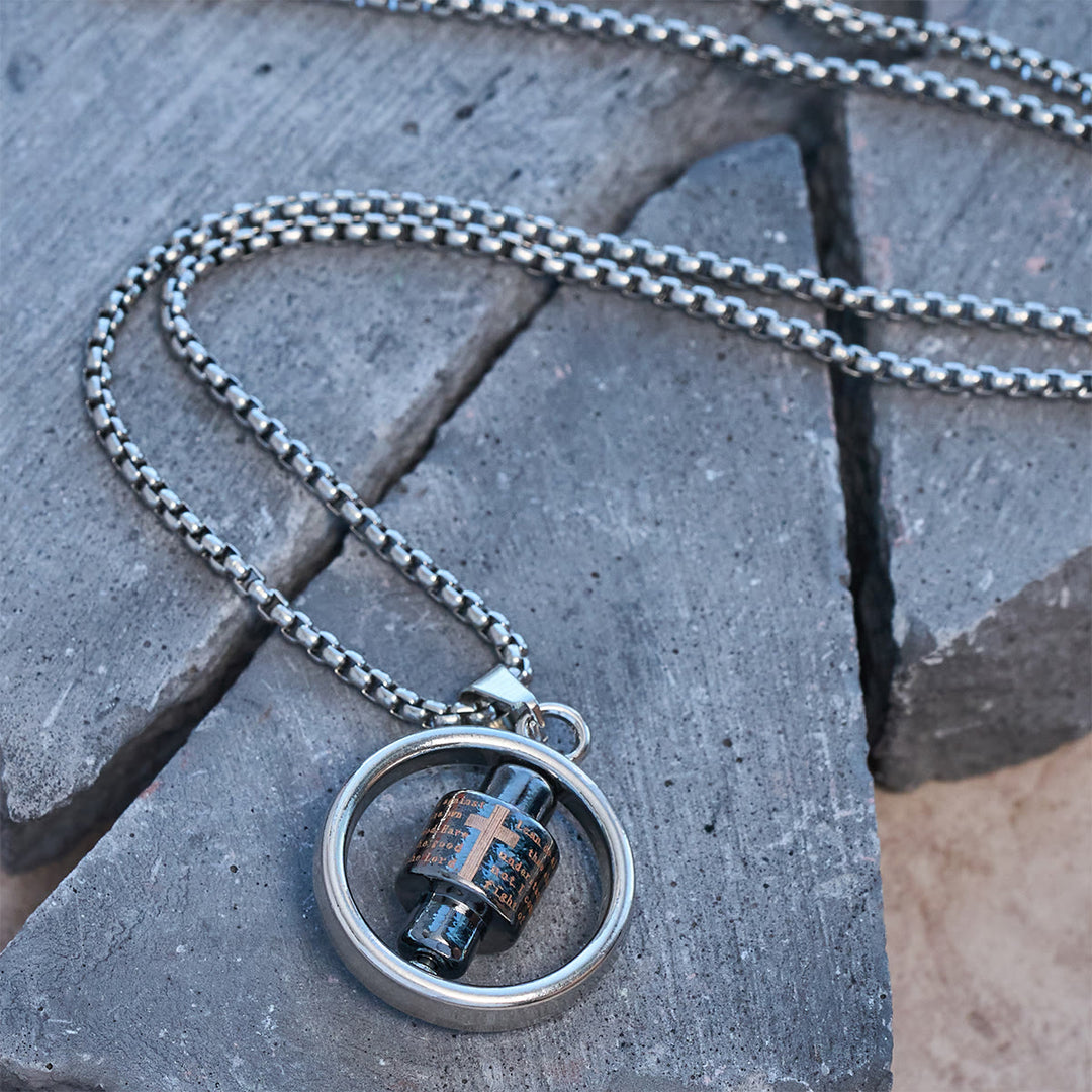 Christianartworkshop Rotating Cross Scripture Necklace: Constant Faith Companion for Wearers - Rotating Cross - image 0