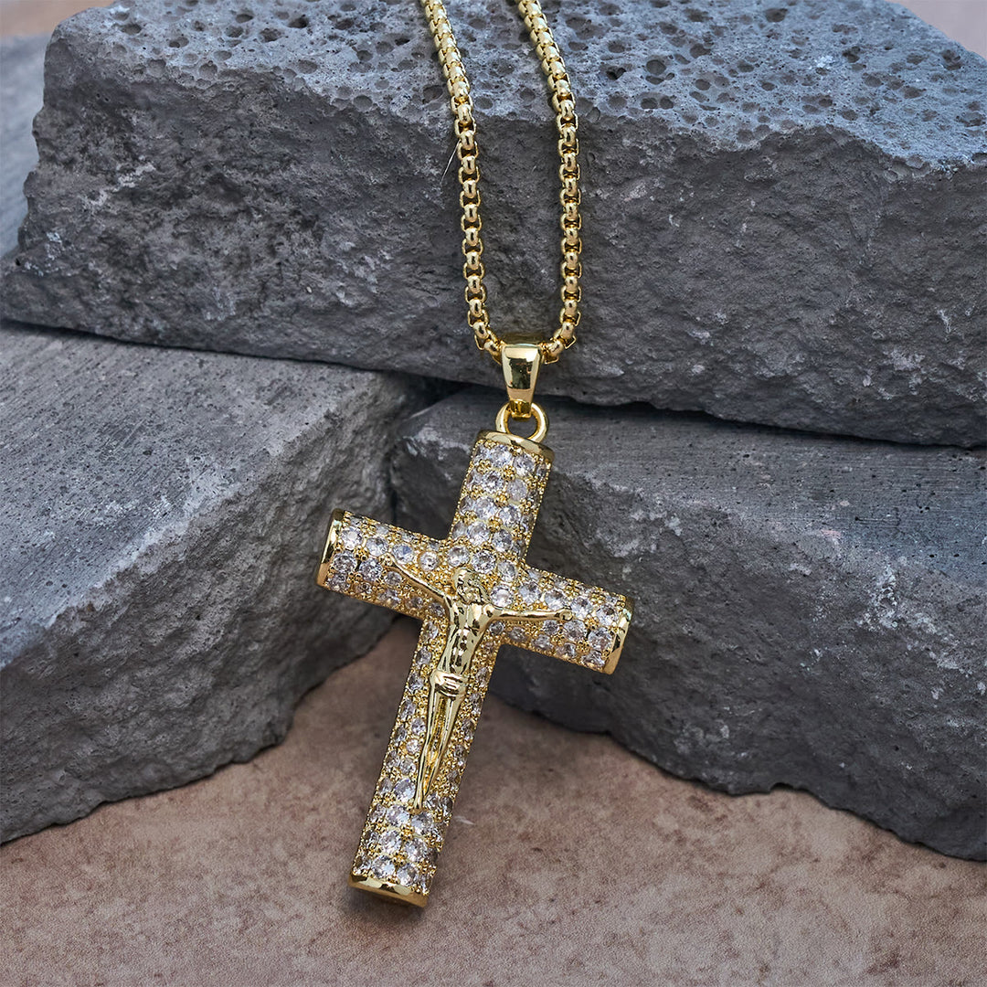 Christianartworkshop Jesus Crucifix Paved Necklace: Sparkling Detail for Faith & Daily Style - image 2