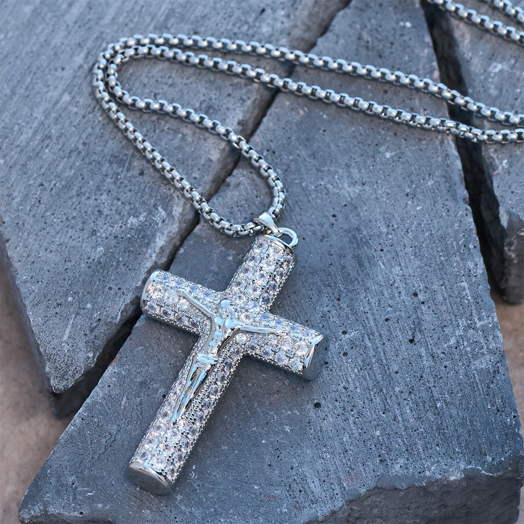 Christianartworkshop Jesus Crucifix Paved Necklace: Sparkling Detail for Faith & Daily Style - image 4