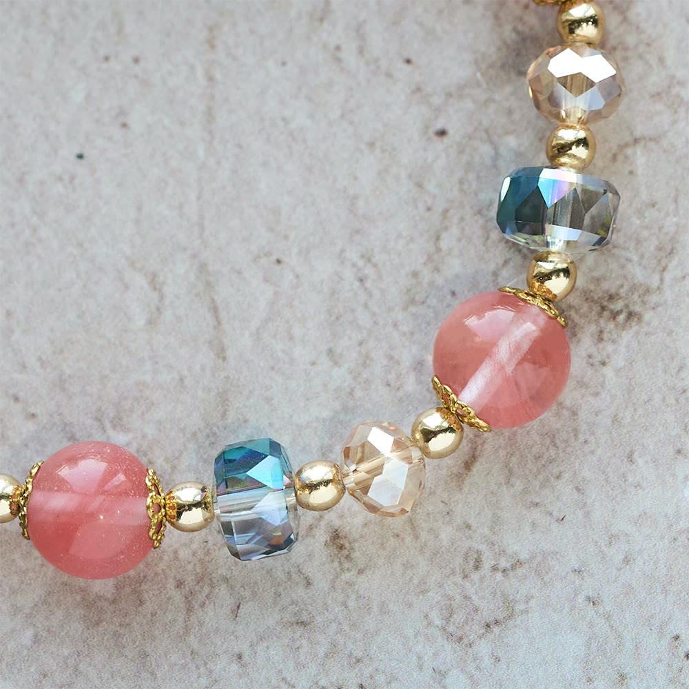 Christianartworkshop Pink Crystal & Multi-Faceted Bead Bracelet with Golden Crucifix: Dazzling Faith for Daily Style - image 9