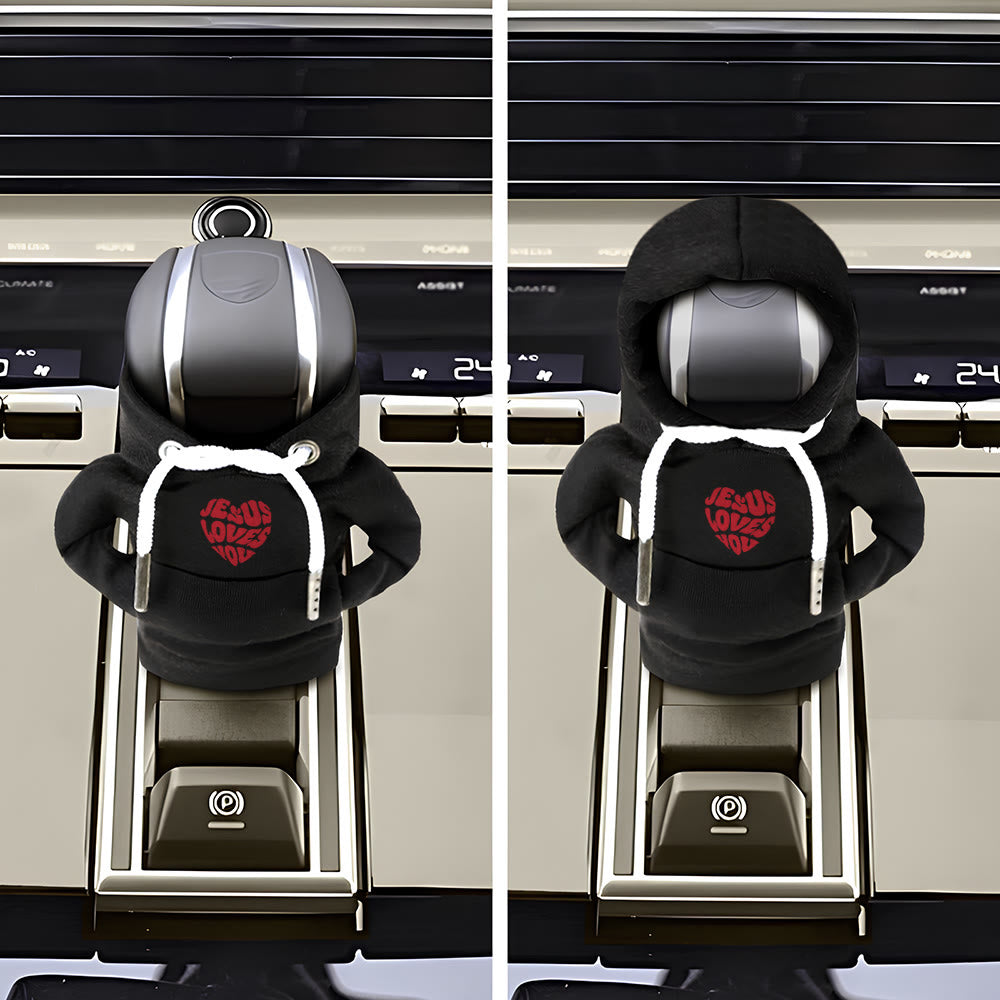 Christianartworkshop Jesus Loves You Hoodie Car Shift Cover: Message of Love on the Road - image 3