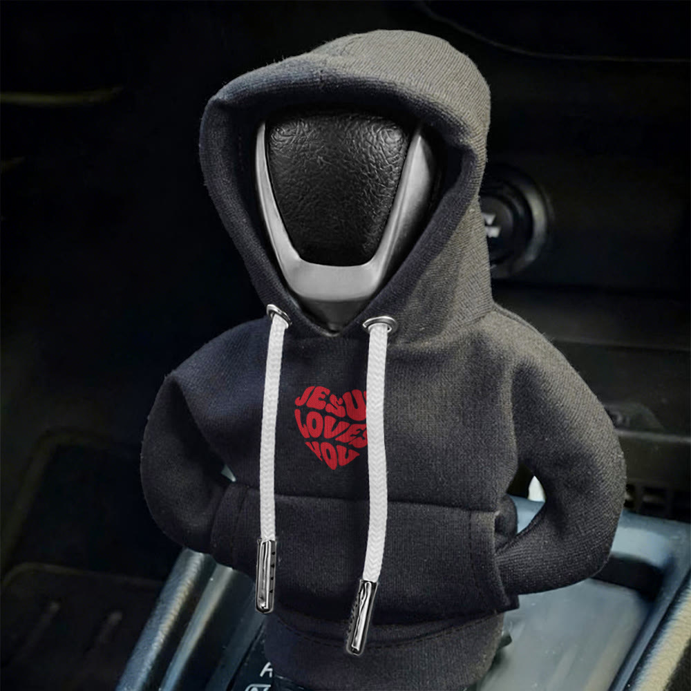 Christianartworkshop Jesus Loves You Hoodie Car Shift Cover: Message of Love on the Road - image 4