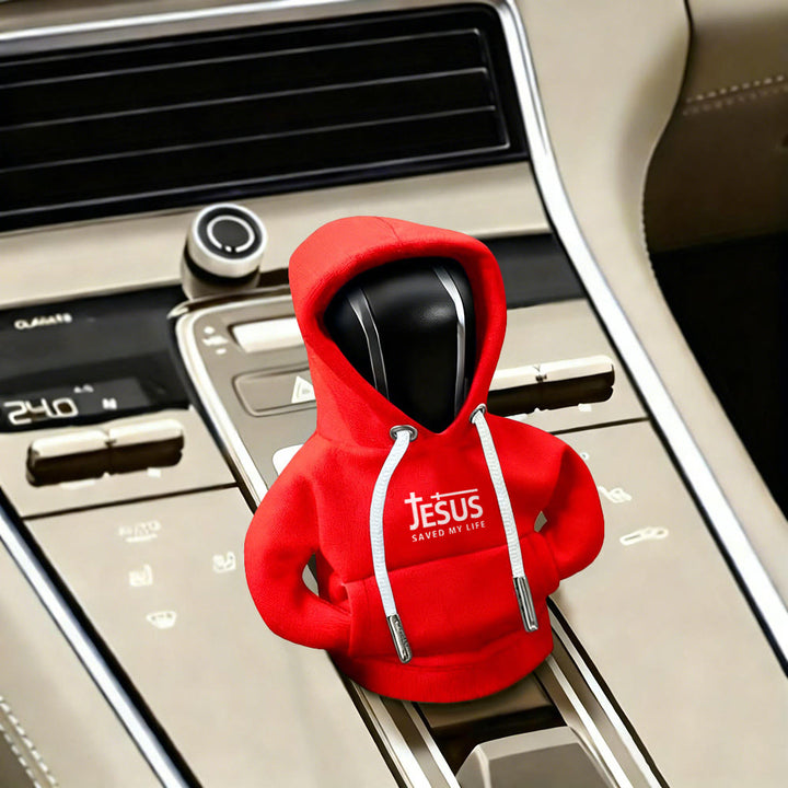 Christianartworkshop Jesus Saved My Life Hoodie Car Shift Cover: A Bold Statement of Faith - Red - image 2