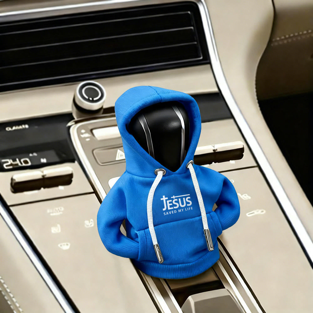 Christianartworkshop Jesus Saved My Life Hoodie Car Shift Cover: A Bold Statement of Faith - Sky Blue - image 8