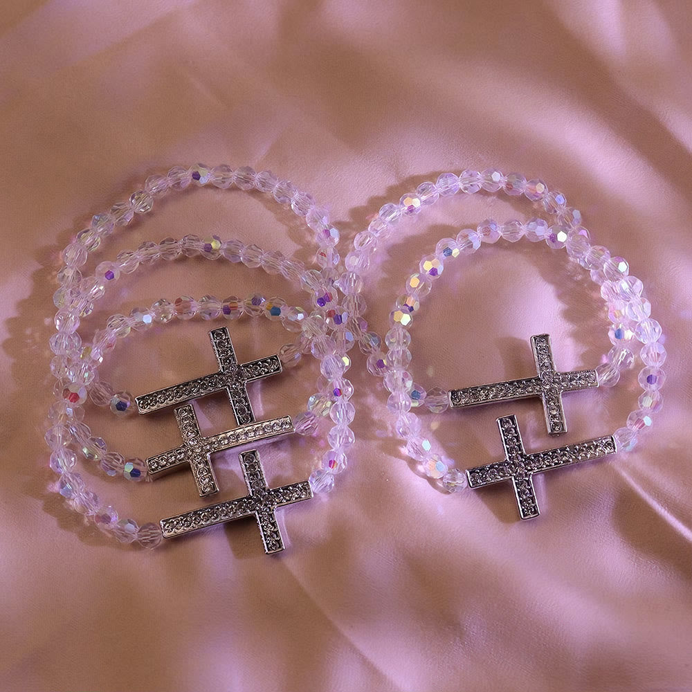 Christianartworkshop White & Peacock Blue Cross Bracelet: Belief Wrapped in Shimmer - image 4