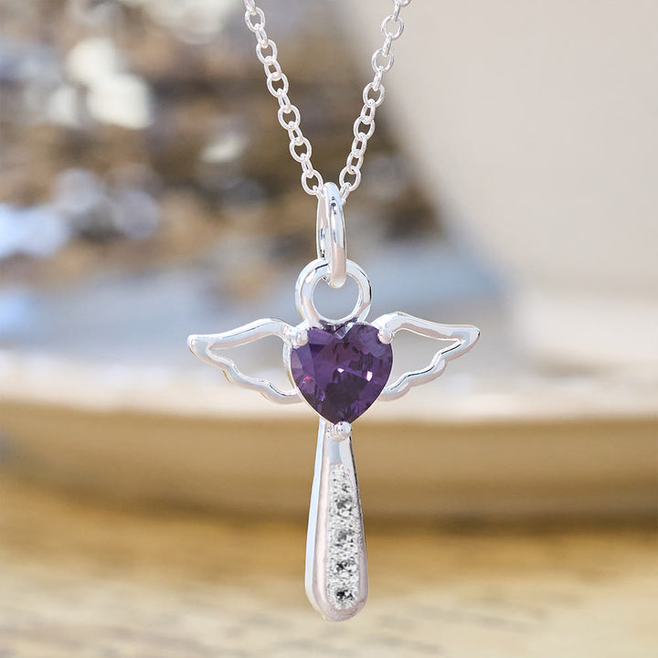 Christianartworkshop Angel Cross & Zircon Necklaces: Soft Comfort with Sacred Symbolism - Purple - image 0