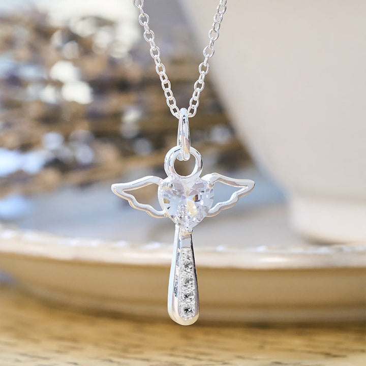 Christianartworkshop Angel Cross & Zircon Necklaces: Soft Comfort with Sacred Symbolism - White - image 1