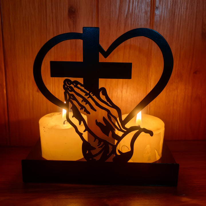 Christianartworkshop Prayer Hands & Cross Heart Candle Box: Gentle Devotion for Desks - image 3