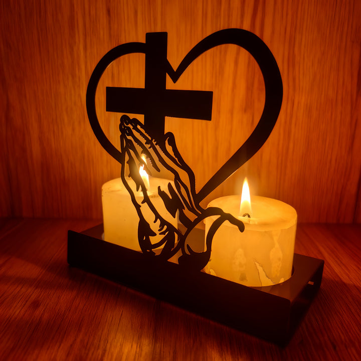 Christianartworkshop Prayer Hands & Cross Heart Candle Box: Gentle Devotion for Desks - image 4