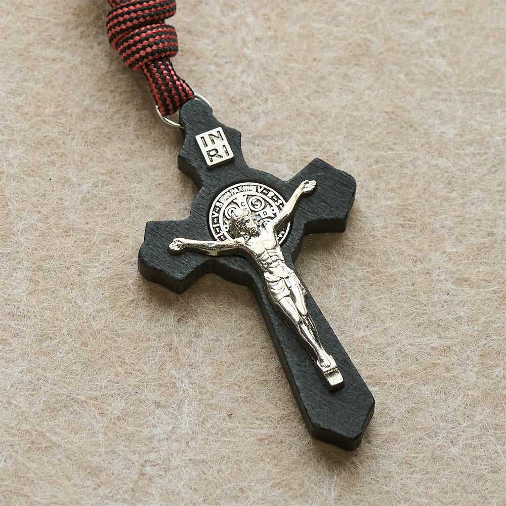 Christianartworkshop Tiger Eye Pocket Rosary with Courage & Protection: Blessed St. Benedict Exorcism Medal & Cross - image 4