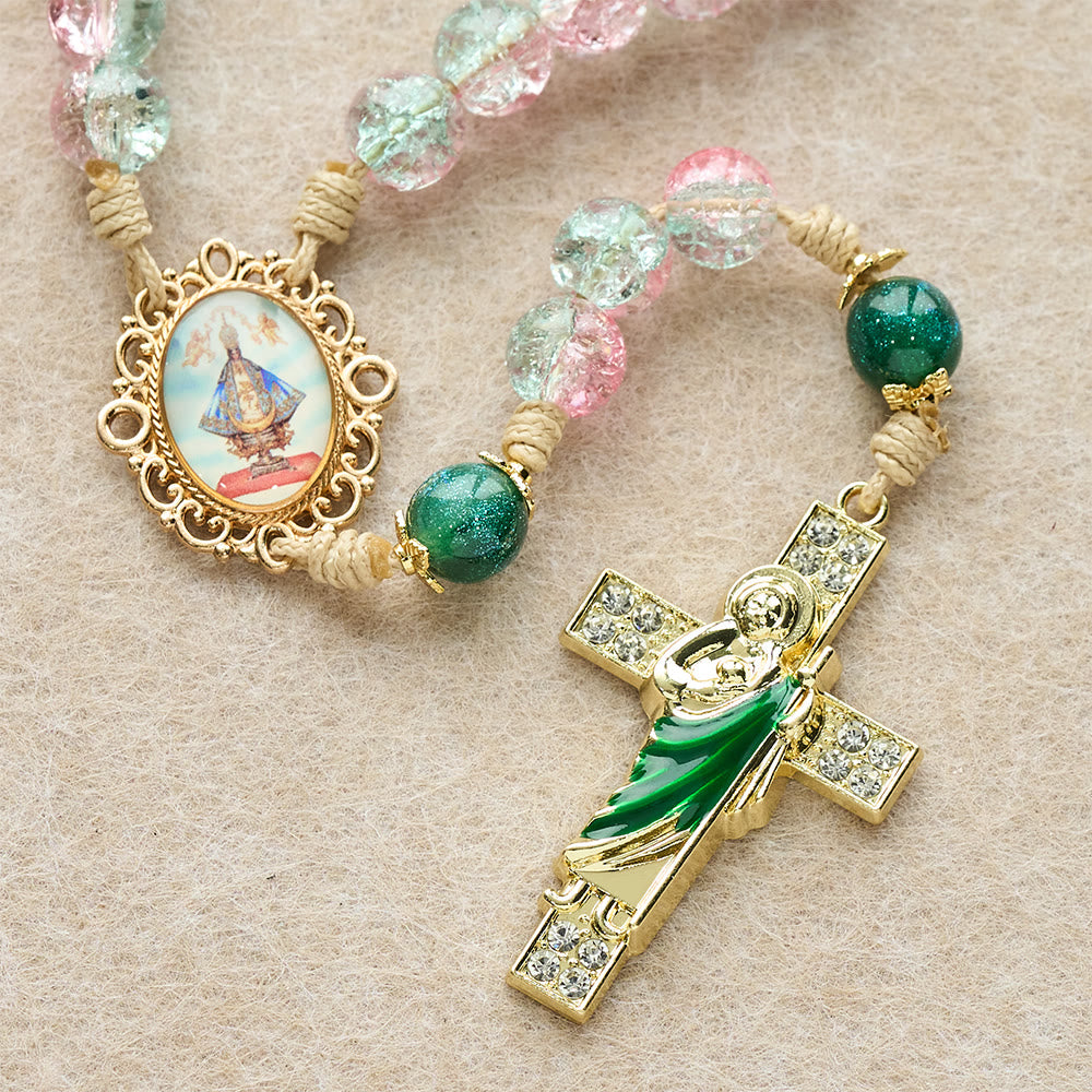 Christianartworkshop Gradient Glass Bloom Rosary with St. Jude Cross: Tender Devotion for Prayer - image 7