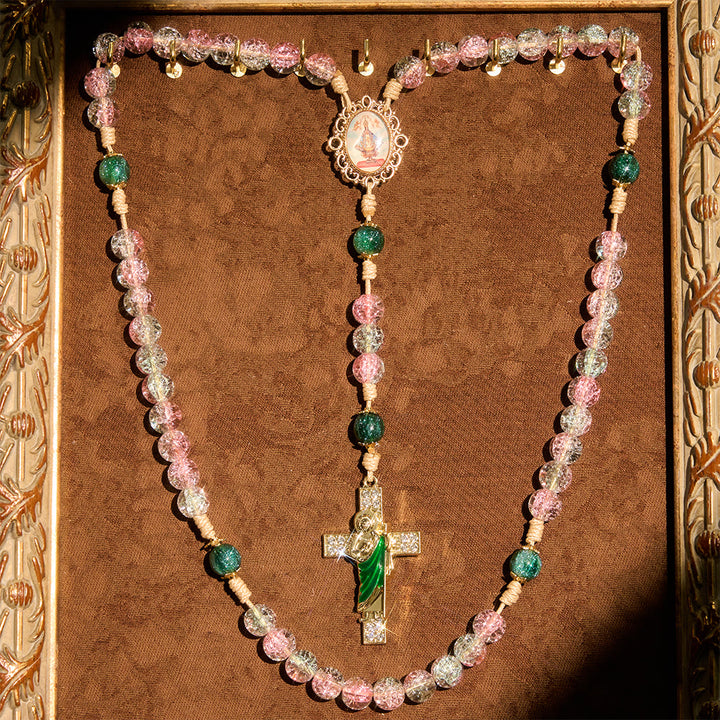 Christianartworkshop Gradient Glass Bloom Rosary with St. Jude Cross: Tender Devotion for Prayer - image 2