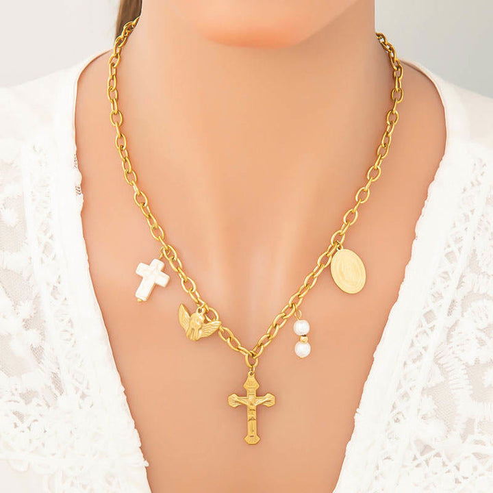 Christianartworkshop Three-Style Cross & Medal Necklace: Delicate Devotion for Daily Wear - B - image 5
