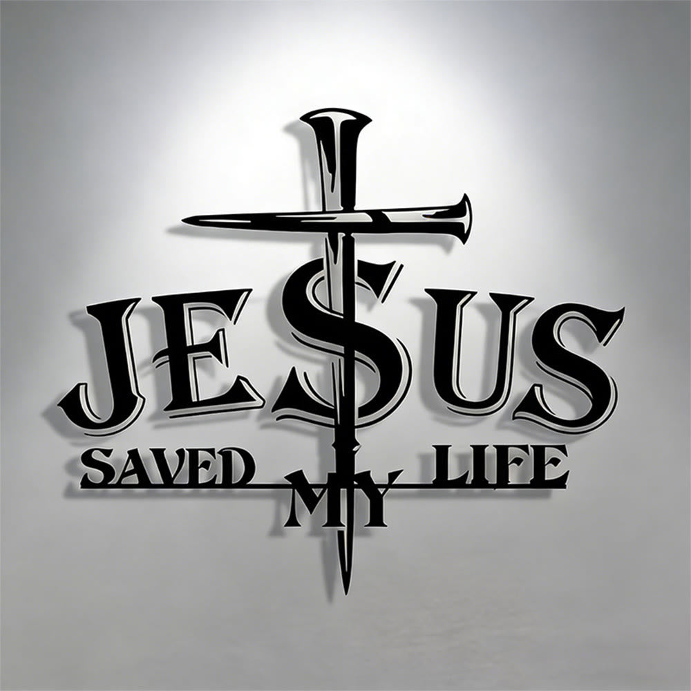 Christianartworkshop JESUS & Cross Saved My Life Metal Wall Decor: Profound Redemption for Home Spaces - image 2