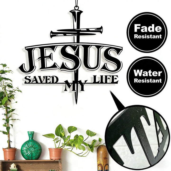 Christianartworkshop JESUS & Cross Saved My Life Metal Wall Decor: Profound Redemption for Home Spaces - image 5