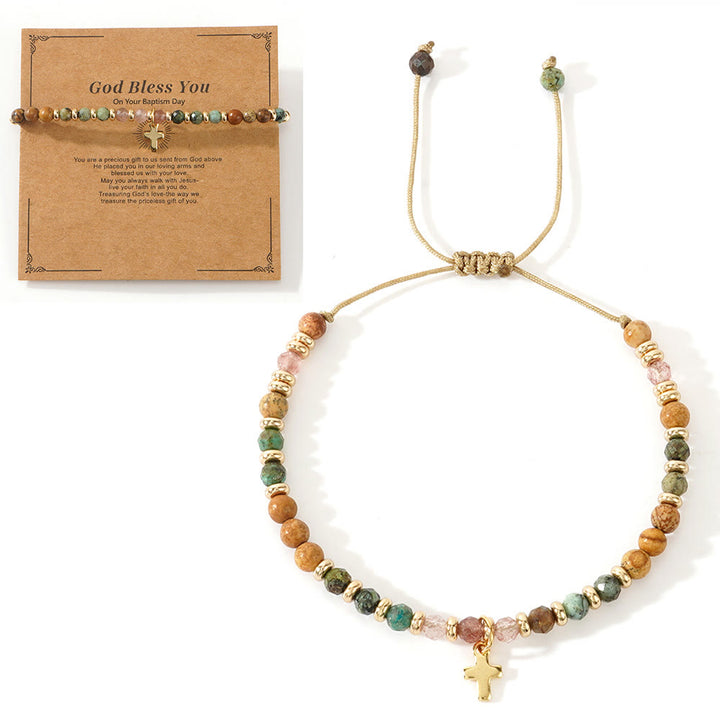 Christianartworkshop Natural Stone & Cross Bracelet with Bible Card Series: Tender Devotion for Special Moments - God Bless You - Amber - image 5