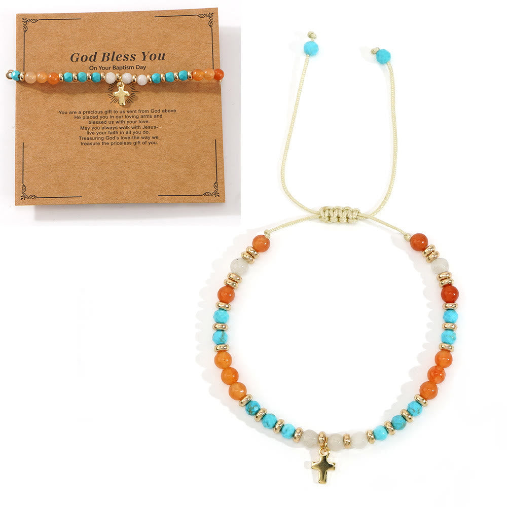 Christianartworkshop Natural Stone & Cross Bracelet with Bible Card Series: Tender Devotion for Special Moments - God Bless You - Mint - image 14