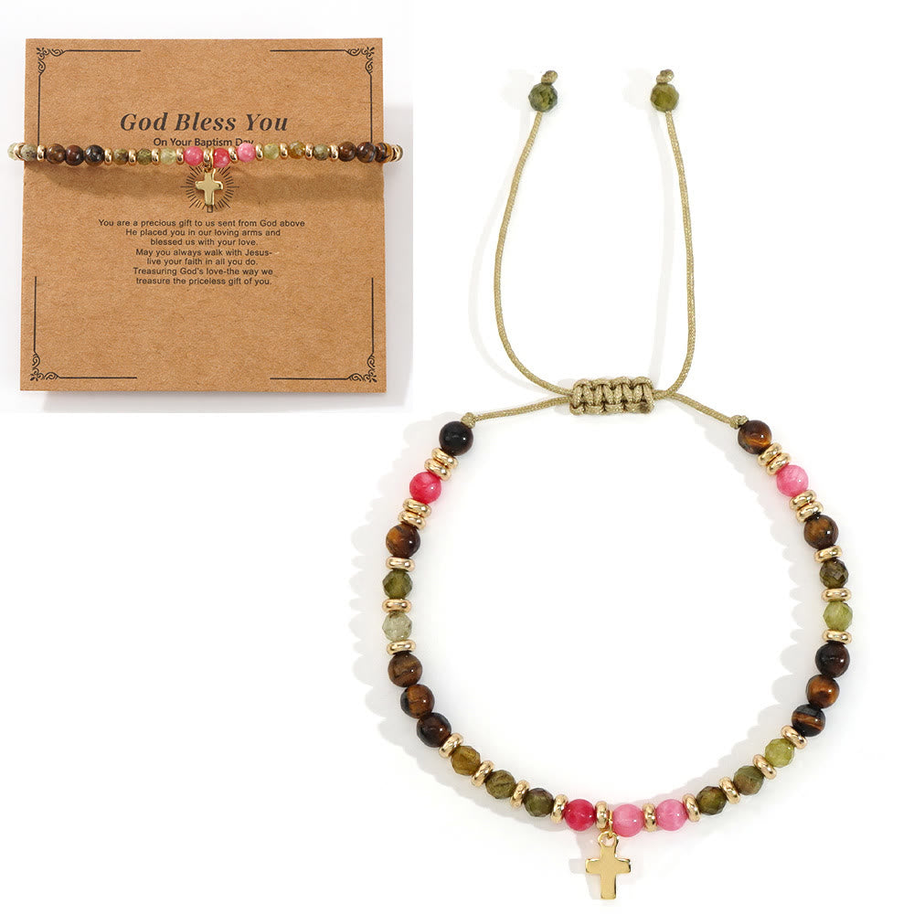 Christianartworkshop Natural Stone & Cross Bracelet with Bible Card Series: Tender Devotion for Special Moments - God Bless You - Pink - image 15