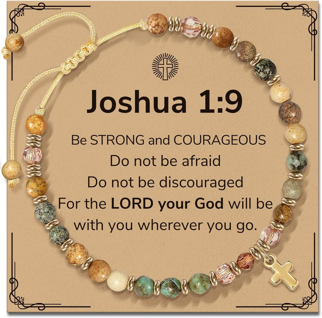 Christianartworkshop Natural Stone & Cross Bracelet with Bible Card Series: Tender Devotion for Special Moments - Joshua 1:9 - Amber - image 12