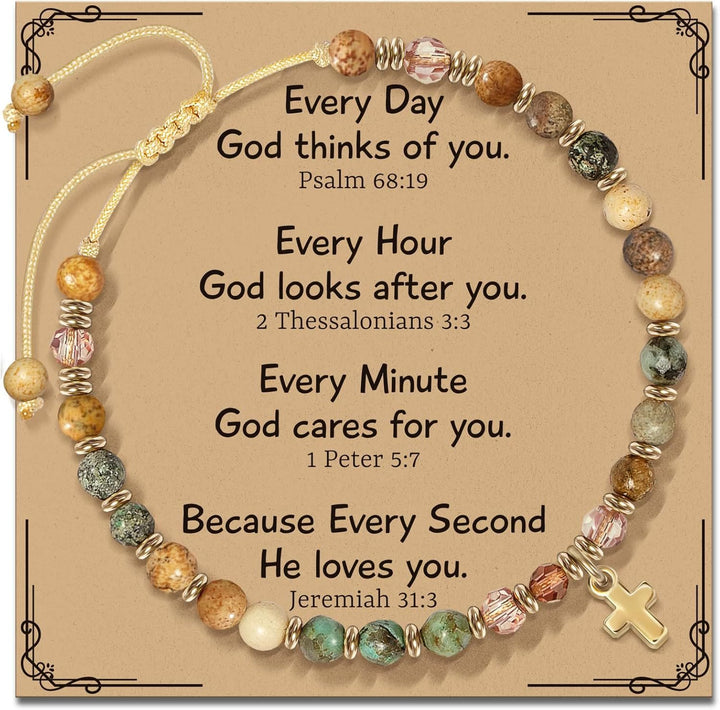 Christianartworkshop Natural Stone & Cross Bracelet with Bible Card Series: Tender Devotion for Special Moments - Psalm 68:19 - Amber - image 8