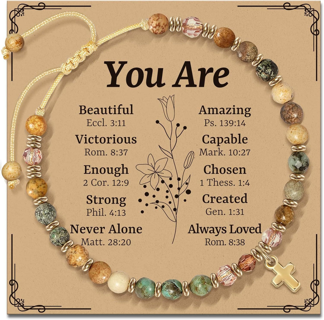 Christianartworkshop Natural Stone & Cross Bracelet with Bible Card Series: Tender Devotion for Special Moments - You Are - Amber - image 7