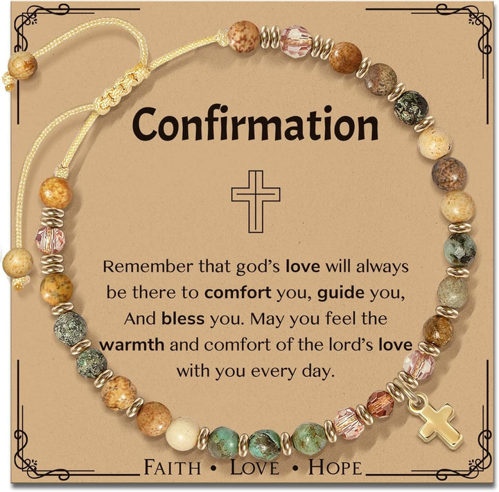 Christianartworkshop Natural Stone & Cross Bracelet with Bible Card Series: Tender Devotion for Special Moments - Confirmation - Amber - image 11