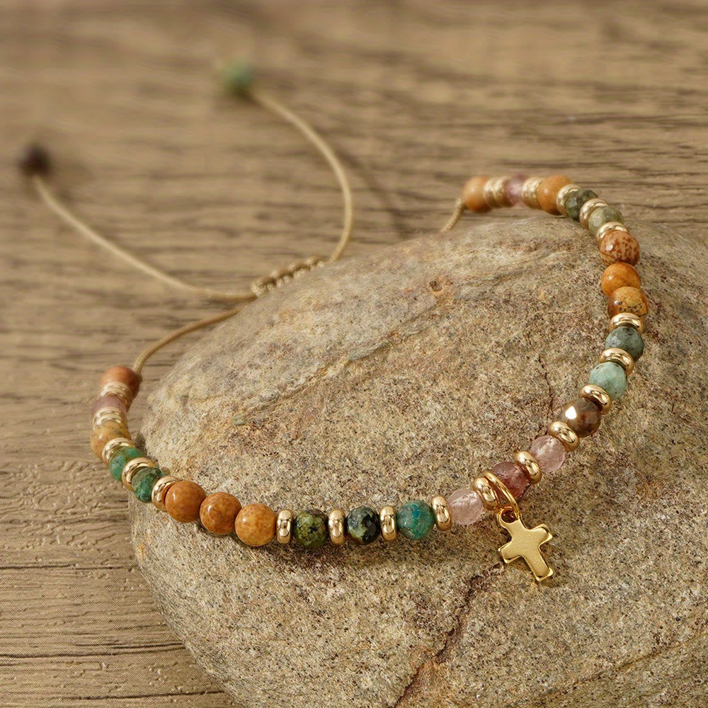 Christianartworkshop Natural Stone & Cross Bracelet with Bible Card Series: Tender Devotion for Special Moments - image 0
