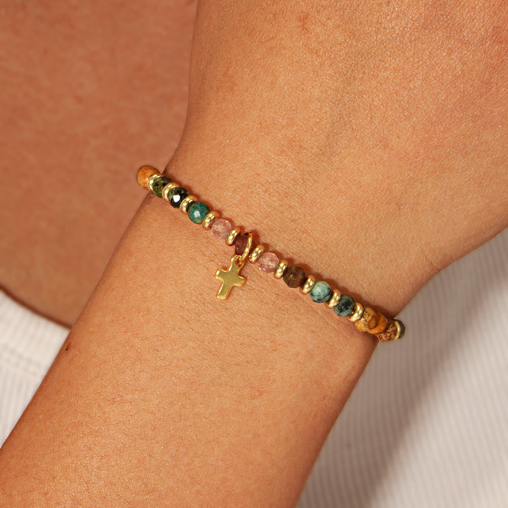 Christianartworkshop Natural Stone & Cross Bracelet with Bible Card Series: Tender Devotion for Special Moments - image 2