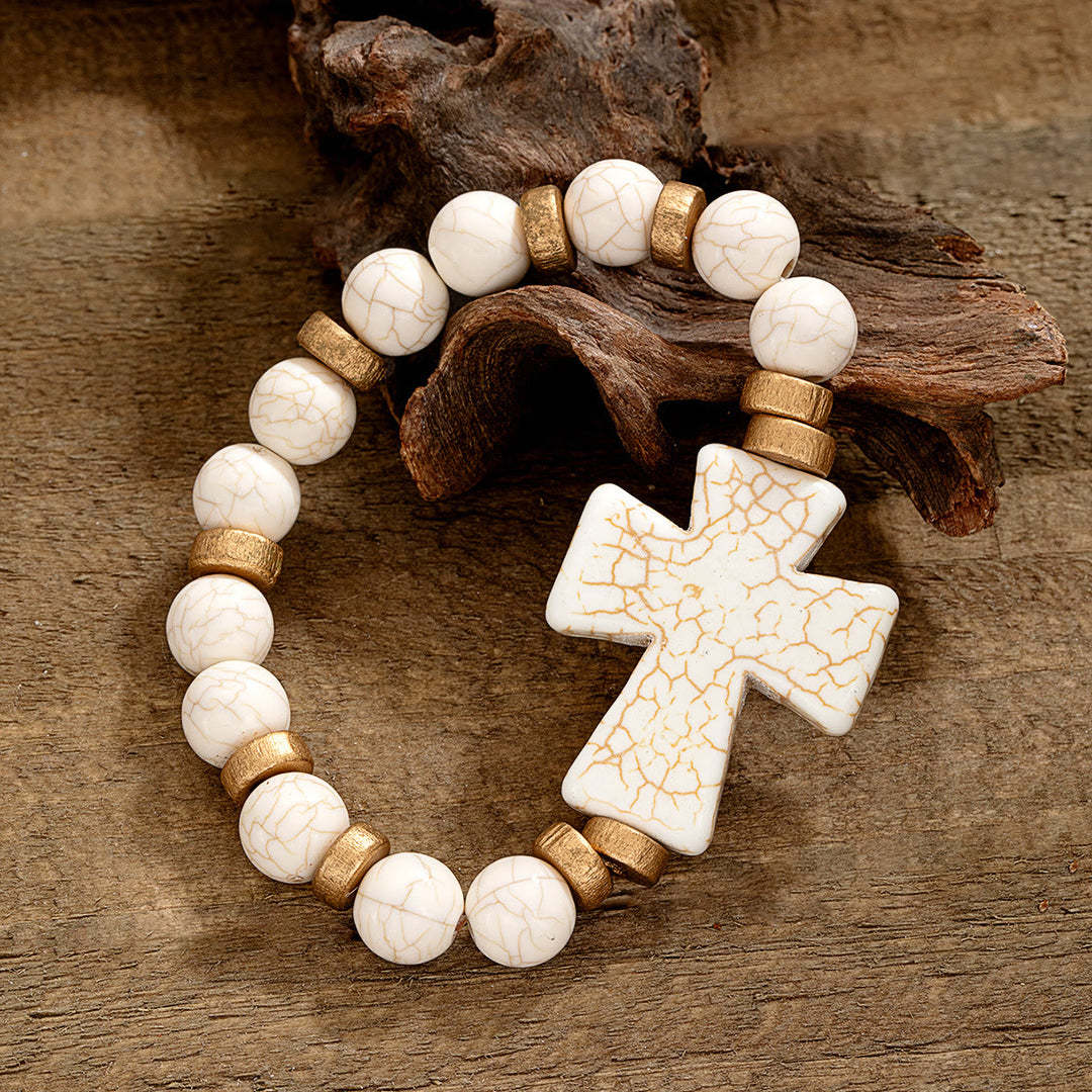 Christianartworkshop Multi-Style Textured Cross Bracelet: Bold Devotion for Daily Wear - White - image 3