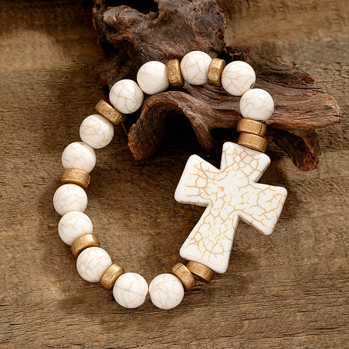 Christianartworkshop Multi-Style Textured Cross Bracelet: Bold Devotion for Daily Wear - White - image 3