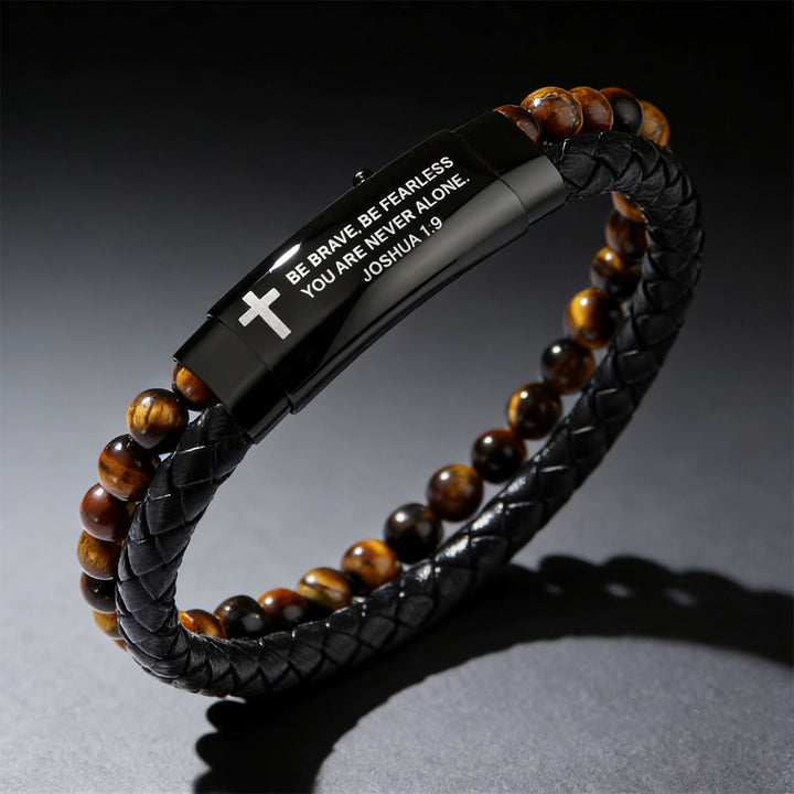 Christianartworkshop Joshua 1:9 Woven Leather Cross Bracelet: Bold Courage for Daily Wear - image 7