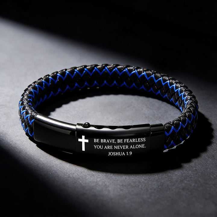 Christianartworkshop Joshua 1:9 Woven Leather Cross Bracelet: Bold Courage for Daily Wear - image 4