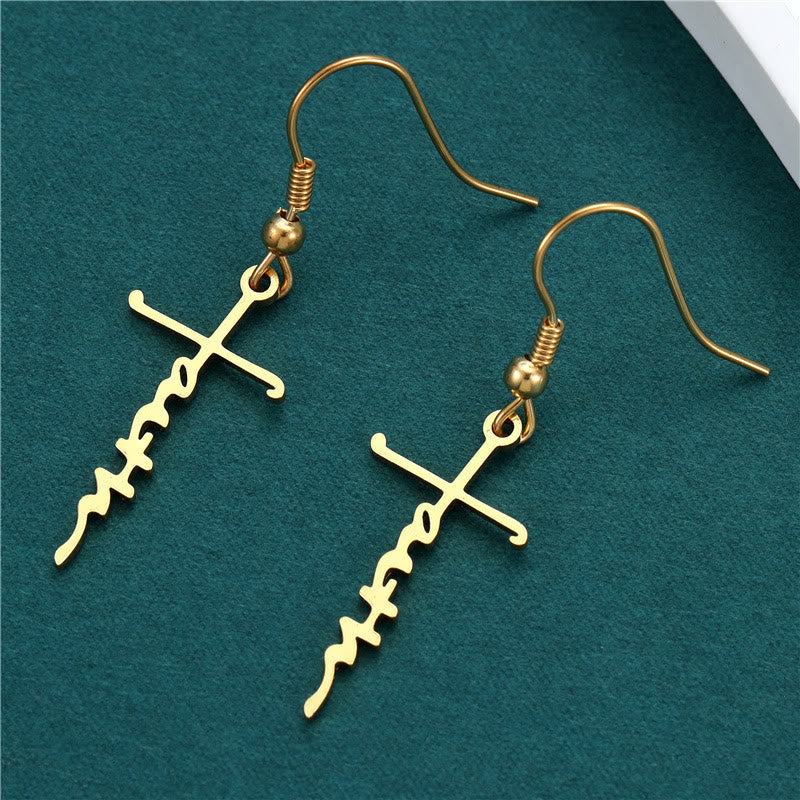 Christianartworkshop Cross & Grace Faith Earring: Delicate Belief for Daily Wear - Cross Faith - Golden - image 17