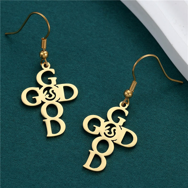 Christianartworkshop Cross & Grace Faith Earring: Delicate Belief for Daily Wear - Good God - Golden - image 18