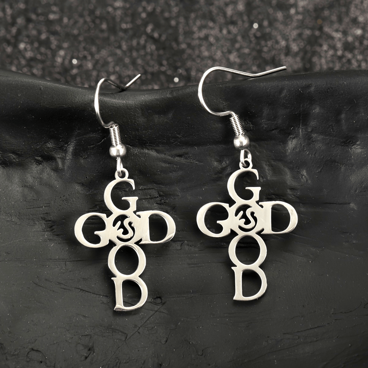 Christianartworkshop Cross & Grace Faith Earring: Delicate Belief for Daily Wear - Good God - Silver - image 13
