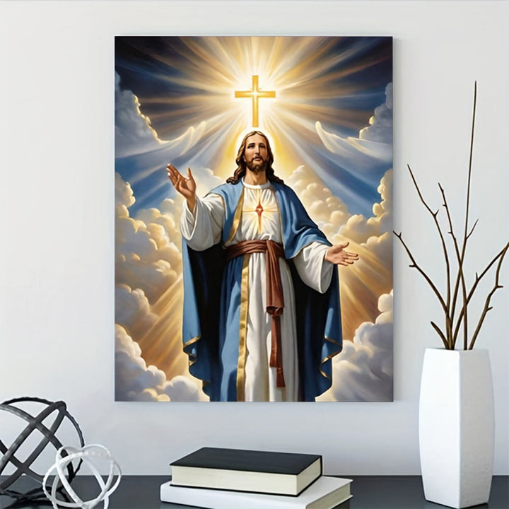 Christianartworkshop Radiant Cross & Jesus Wall Art Print: Luminous Grace for Home Spaces - image 4