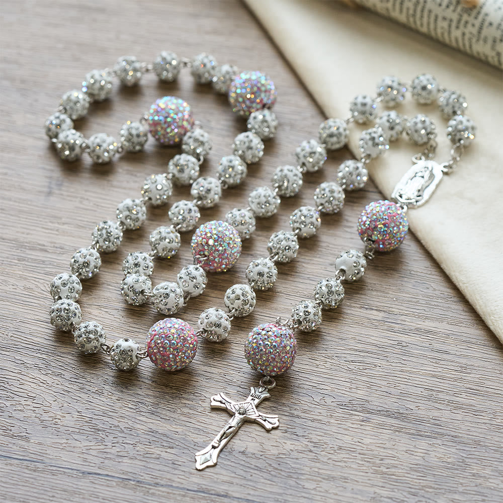 Christianartworkshop Sparkling Bead Rosary with Our Lady & Crucifix: Quiet Reminder of Grace & Devotion - Our Lady & Crucifix - image 0