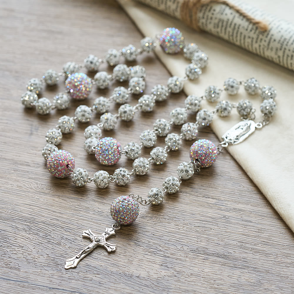 Christianartworkshop Sparkling Bead Rosary with Our Lady & Crucifix: Quiet Reminder of Grace & Devotion - image 3