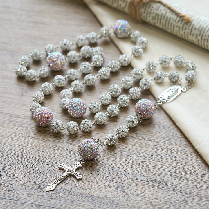 Christianartworkshop Sparkling Bead Rosary with Our Lady & Crucifix: Quiet Reminder of Grace & Devotion - image 3