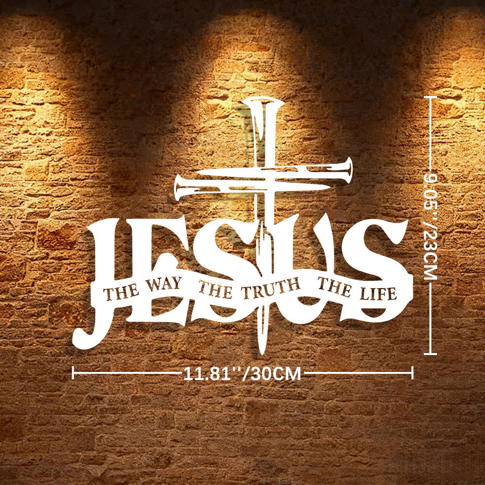 Christianartworkshop Faithful Jesus & Cross Design Metal Wall Decor Home Decoration - 11.81''*8.35''0.04"/30*22*0.1cm - White - image 33
