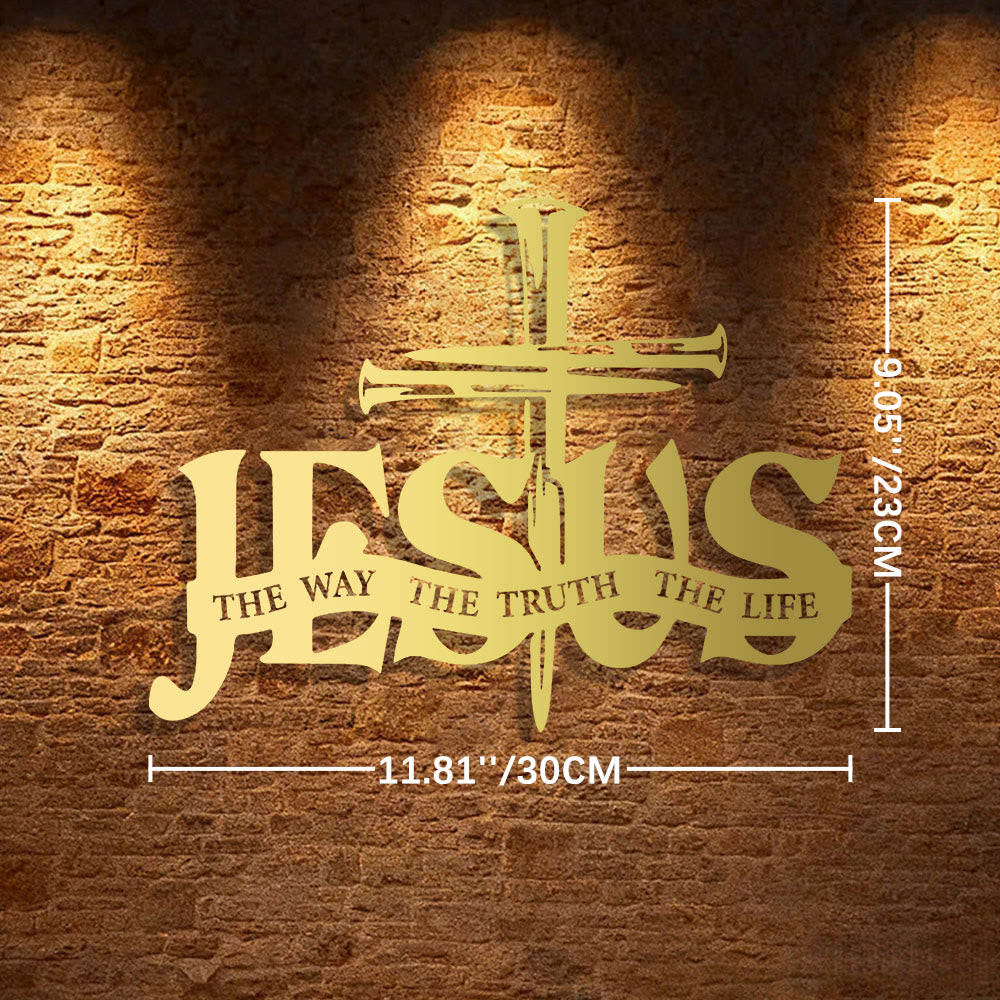 Christianartworkshop Faithful Jesus & Cross Design Metal Wall Decor Home Decoration - 11.81''*8.35''0.04"/30*22*0.1cm - Golden - image 17