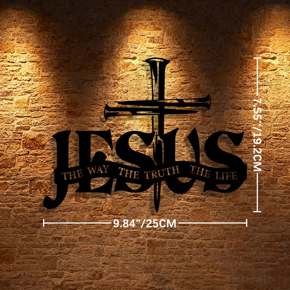 Christianartworkshop Faithful Jesus & Cross Design Metal Wall Decor Home Decoration - 9.84''*7.55''*0.04"/25*19.2*0.1cm - Black - image 1
