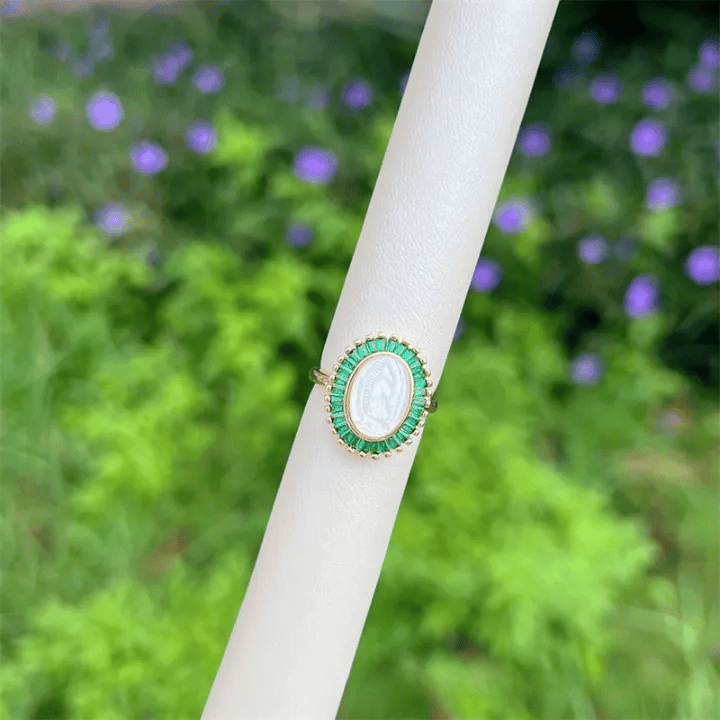 Christianartworkshop Multi-Tone Zircon Our Lady Ring: Soothing Grace for Busy Days - Green(Suitable for US sizes 6-11) - image 10