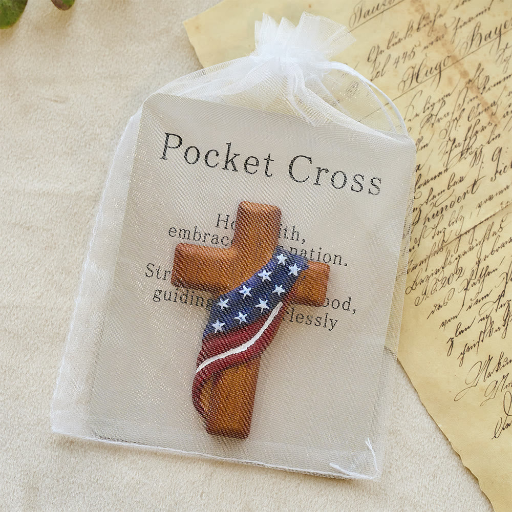 Christianartworkshop American Flag-Adorned Pocket Cross: Steadfast Faith for Daily Carry - image 4