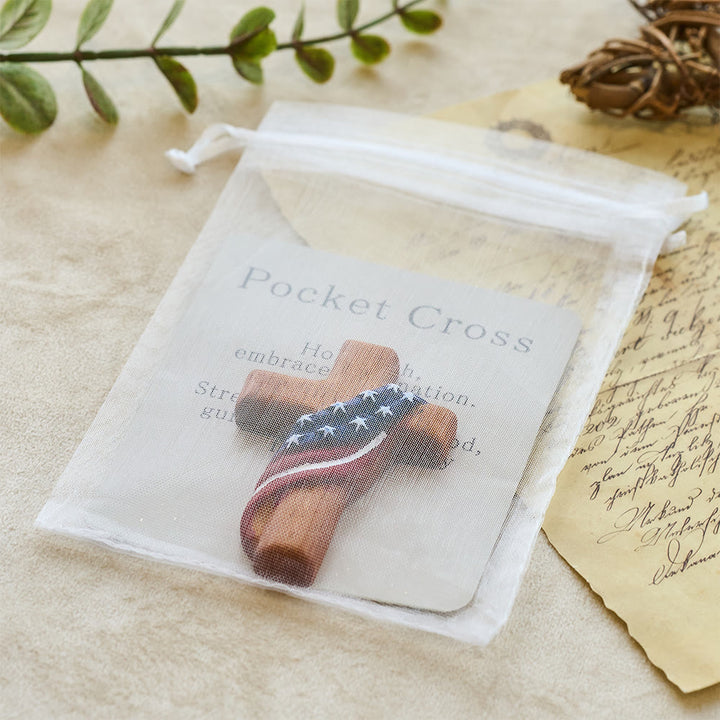 Christianartworkshop American Flag-Adorned Pocket Cross: Steadfast Faith for Daily Carry - image 2