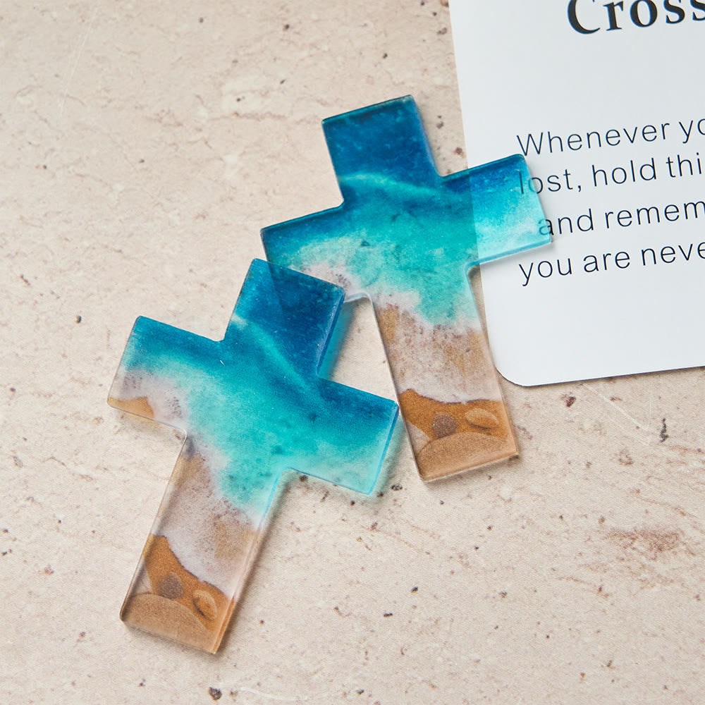 Christianartworkshop Beach-Scene Acrylic Pocket Cross: Gentle Hope for Daily Carry - image 6