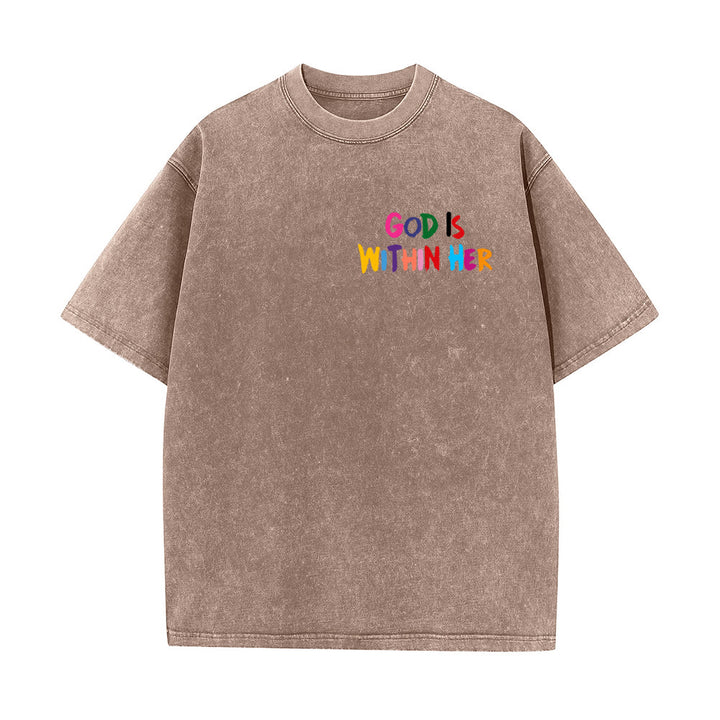 Christianartworkshop God Is Within Her She Will Not Fall Unisex Washed T-shirt - image 15