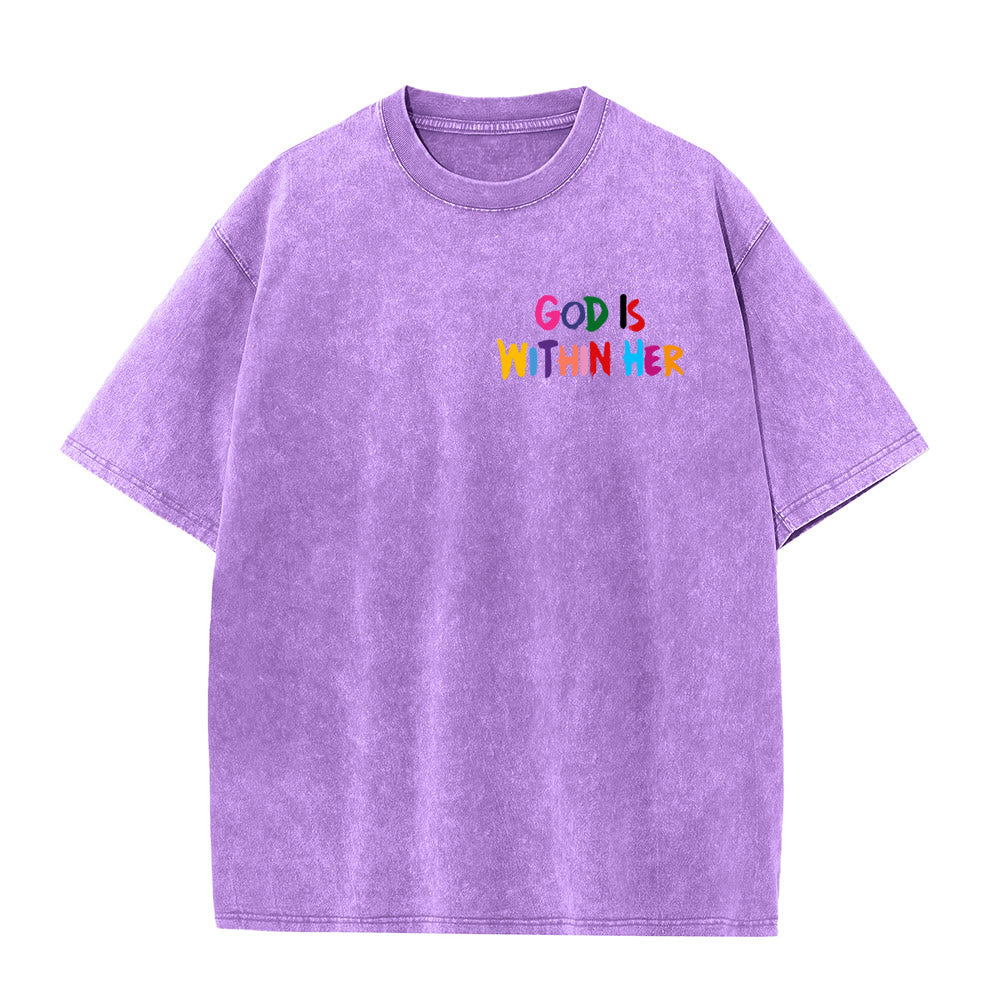 Christianartworkshop God Is Within Her She Will Not Fall Unisex Washed T-shirt - image 12